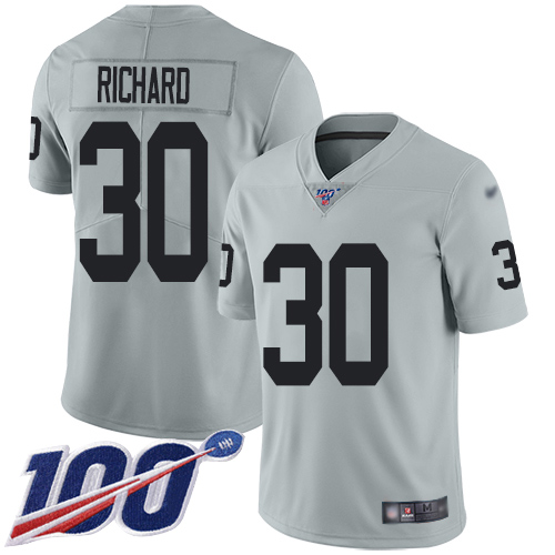 Men Oakland Raiders Limited Silver Jalen Richard Jersey NFL Football #30 100th Season Inverted Legend Jersey